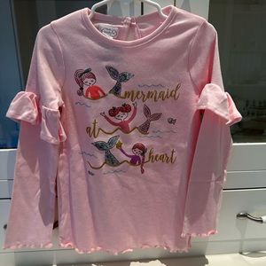 NWT Mud Pie pink long sleeve mermaid shirt, 4T-5T.